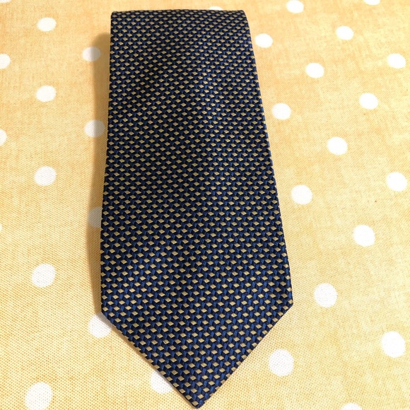 FACONNABLE EUC Men’s Hand Made Designer Geometric Check 100% Silk Tie - Picture 2 of 6